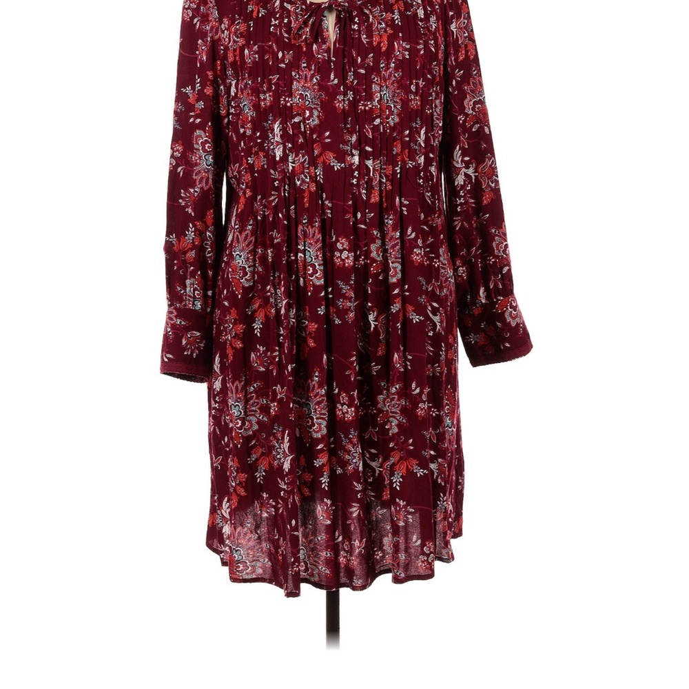 Sahalie Red Smocked High-Low Sundress with Bishop Sleeves